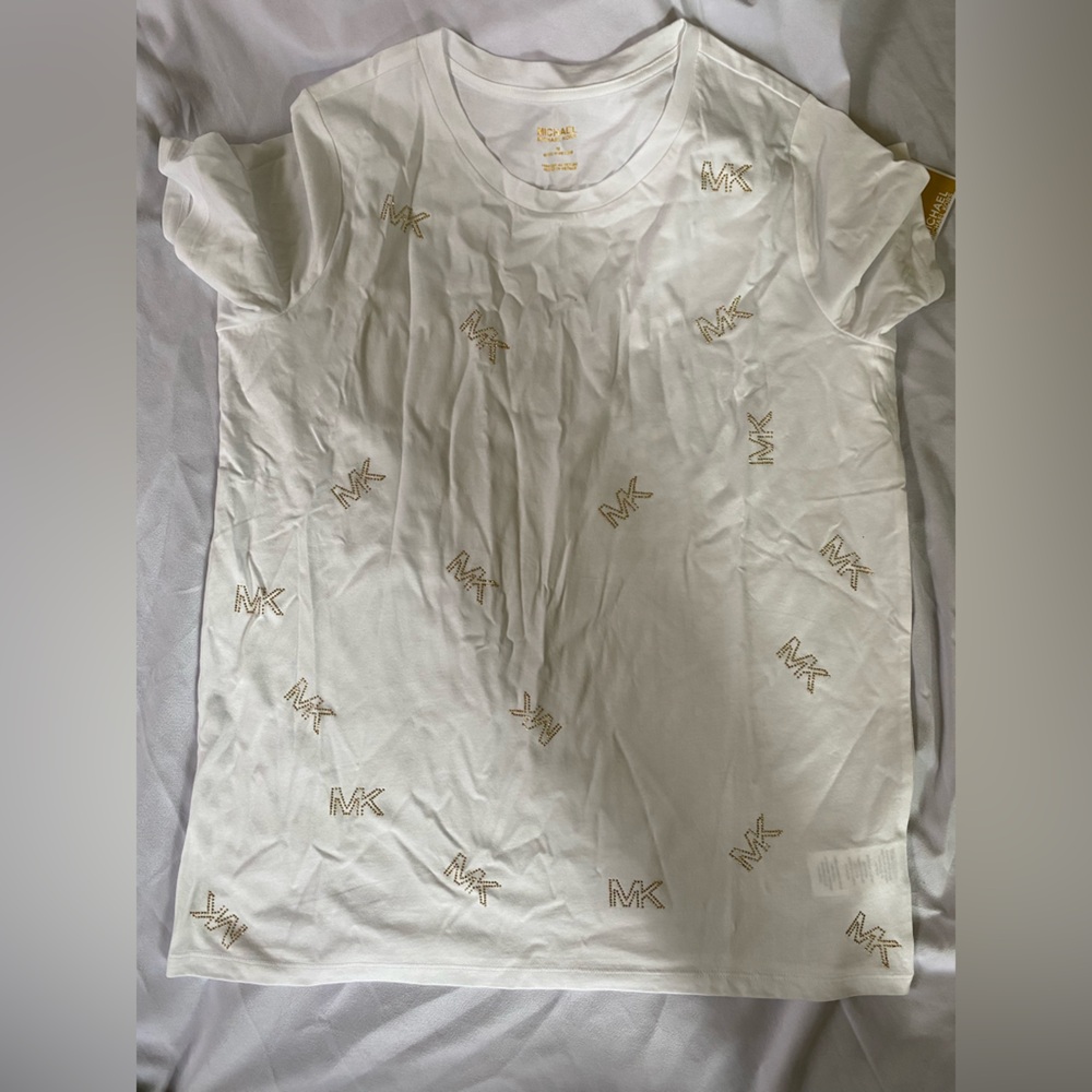 Bnwt michael kors tshirt white and gold size medium